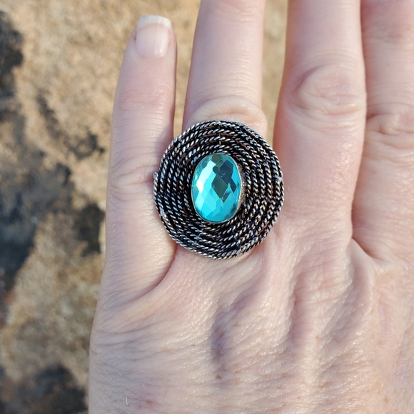 New Mercury Mystic Topaz Silver Spiderweb Ring. - Picture 8 of 16